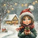 Sapin enneig&eacute; et enfant souriant pour No&euml;l